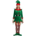 thumbnail image 2 of Eandarui Womens Christmas Elf Cosplay Fancy Dress Santa Claus Deluxe Outfits Xmas Party Dress Up Green 160/L, 2 of 7