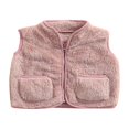 thumbnail image 1 of Infant Sleeveless Plush Vest Kids Solid V-neck Zipper Outerwear, 1 of 6