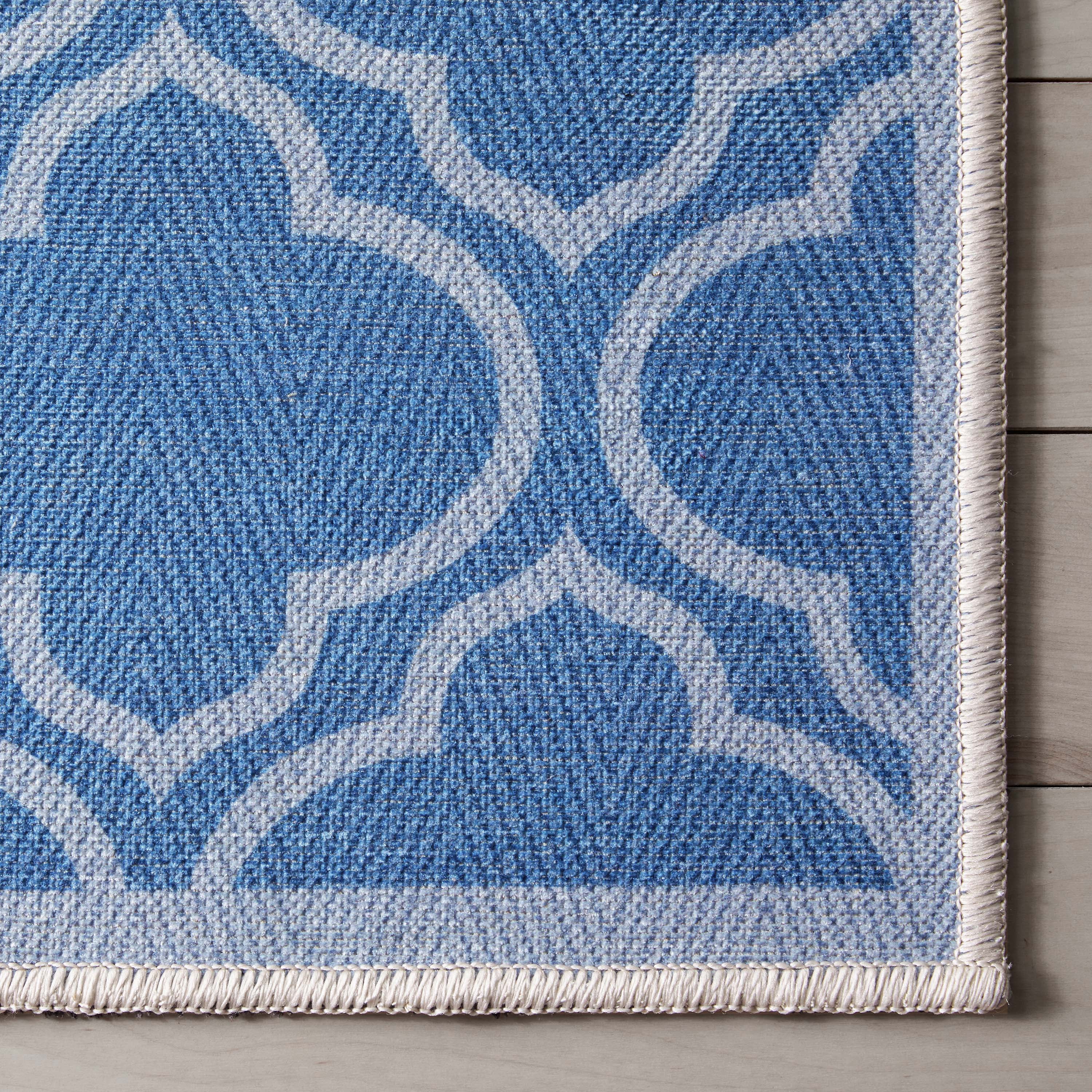 Well Woven Apollo Lattice Modern Moroccan Blue 5'3" x 7'3" Machine Washable Area Rug