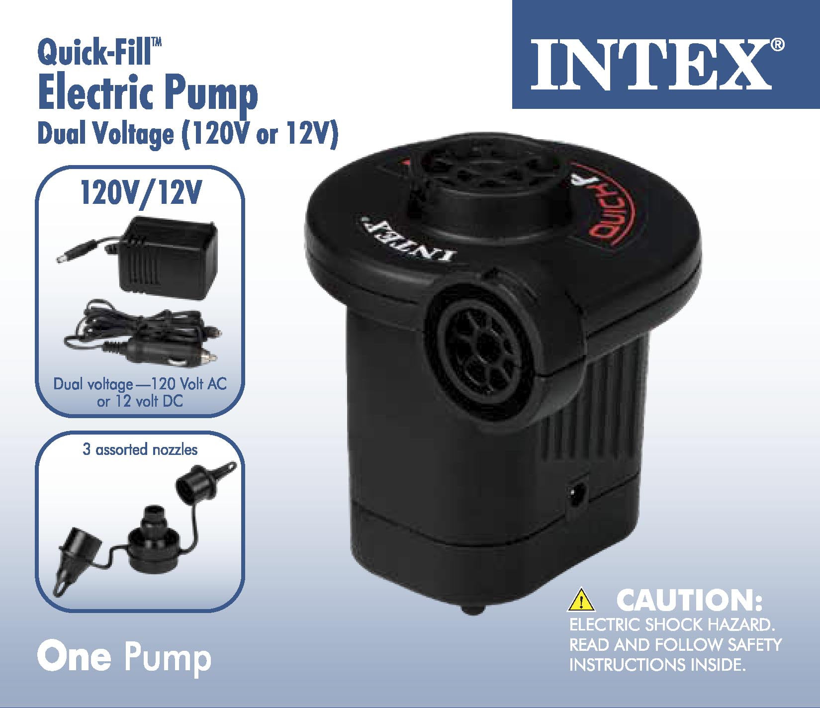 Intex Quick45 Fill 110-120 Volt AC Electric Air Mattress Etc Pump Inflator NEW 