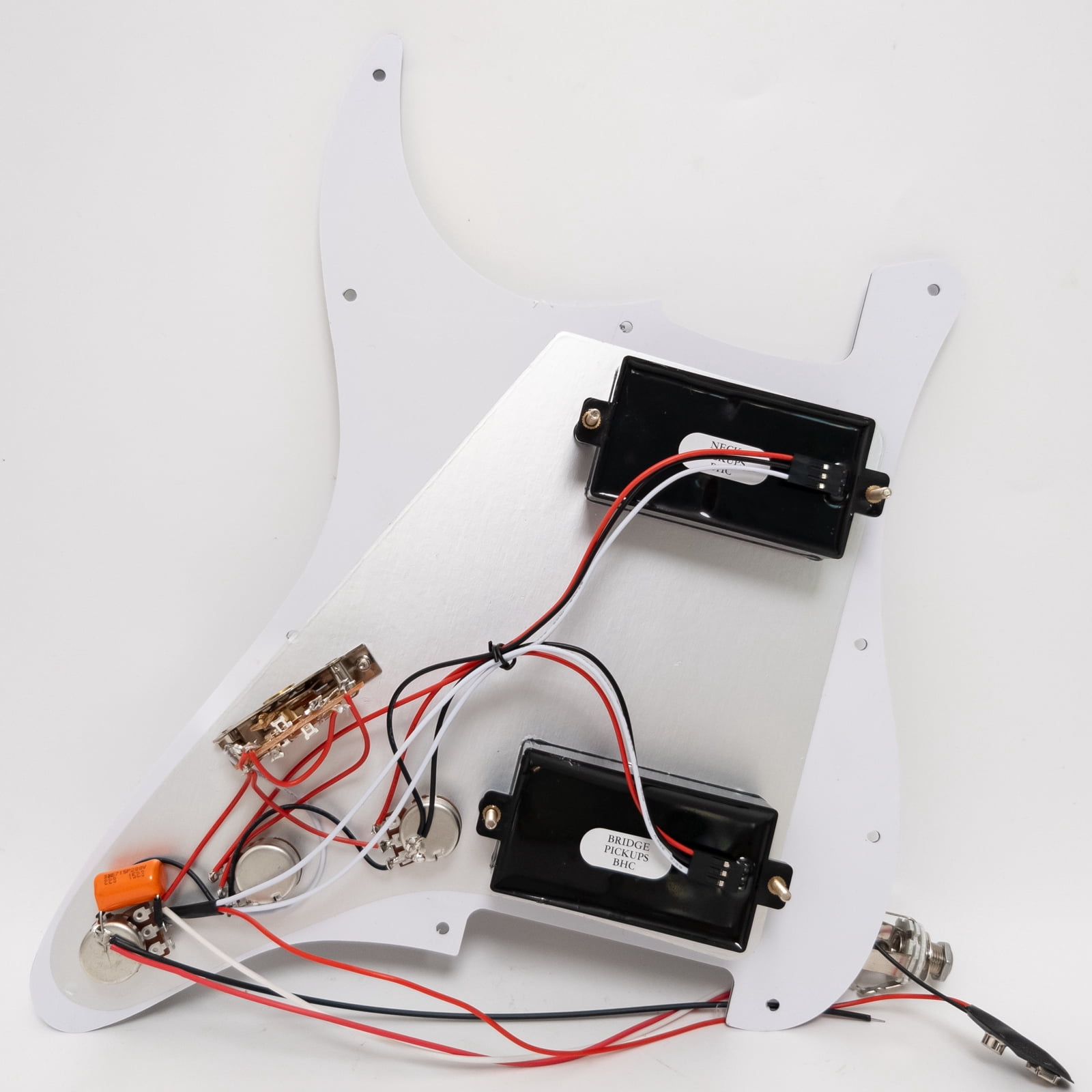 HH Prewired Loaded Pickguard, Active Humbuckers Ceramic Bridge & Alnico V Neck, Solderless Installation, for Fender Strat Guitar