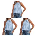 thumbnail image 1 of Minnieouse Blusa sin mangas Niñas Camisa elegante Aniversario Vacaciones Top Playa Vacaciones Viajes Verano Moda Ropa Azul M Azul M 3piezas Minnieouse CBP250953, 1 of 6