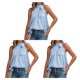 thumbnail image 1 of Jumpingount Blusa casual sin mangas Estética elegante Bowknot Camisa Boda Top Trabajo Viajes Verano Moda Ropa Azul XL Azul XL 3piezas Jumpingount CBP251004, 1 of 6