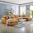 thumbnail image 2 of Sectional Sofa Set, Faux Vegan Leather, Tan, Modern Contemporary Urban Design, Living Lounge Room Hotel Lobby Hospitality, 2 of 10