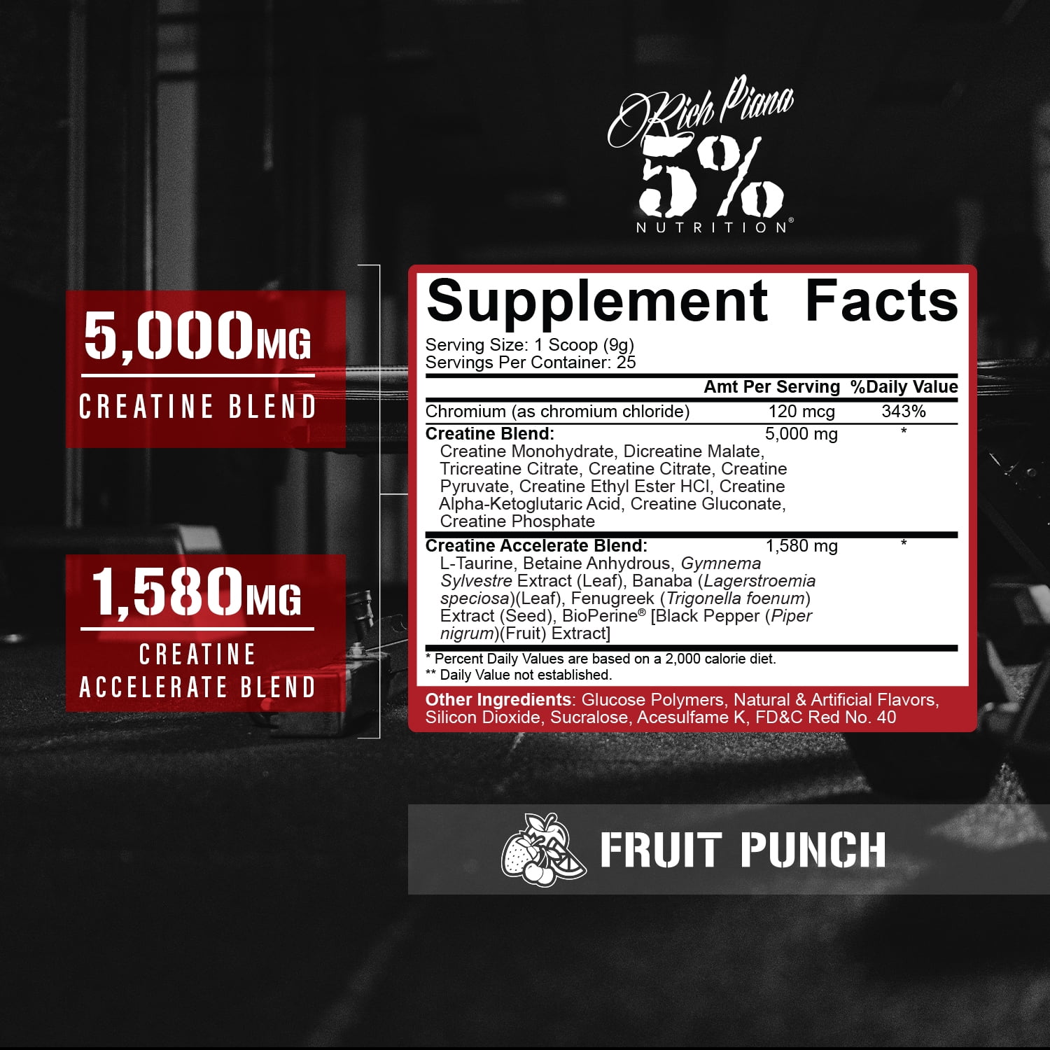 5% Nutrition CreaTEN Flavored Creatine Powder Supplement for Muscle Gain Max Power Strength Endurance and Recovery (Fruit Punch)