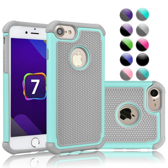 Apple iPhone 7 Case, Case For iPhone 7, Hybrid Shock Absorbing Best Impact Defender Rugged Slim Cover Shell Plastic Outer & Rubber Silicone Inner For iPhone 7 4.7"