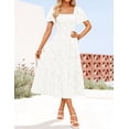 thumbnail image 2 of Vestido ZESICA para mujer, estilo bohemio, floral, midi, blanco, talla XL, 2 of 7