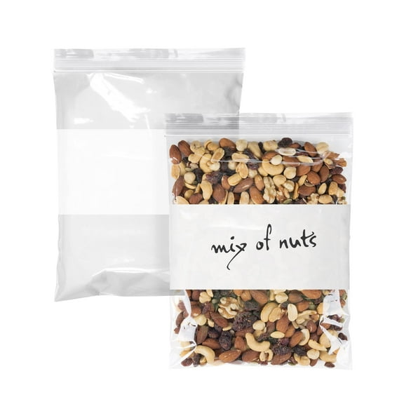 Pack of 1000 White Block Zipper Bags 8 x 10. Ultra Thick Write on Block Poly Bags 8x10. Thickness 4 mil. Pills Bags. Great for Packing and Storing. Ideal for Industrial, Food Service.