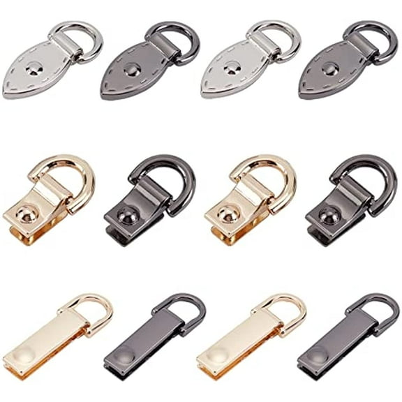6 Styles Metal Bag Chain Buckle, 12 Pack Alloy Purse Suspension Clasp Handbag Side Clip Buckles Detachable D Ring Buckle Chain Link Connector Backpack Hardware for DIY Leather Craft Making