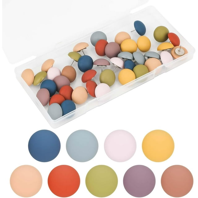 WWS-40 Pcs Épingles à Pousser Mates, Épingles à Pousser Mignonnes en Résine pour Planche de Liège, Épingles à Dessin pour Tableau de Liège, Épingles Murales Décoratives pour Tableau Blanc, Affiches, Photos