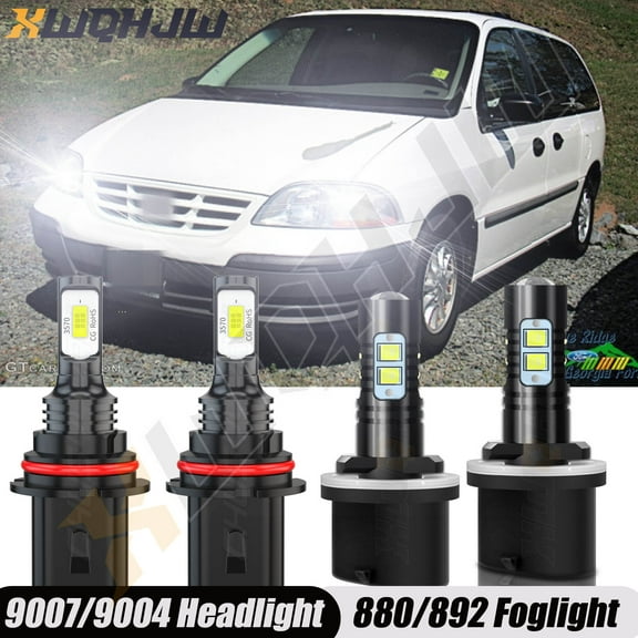 4x For Ford Windstar 2000-2003 9007/9004 LED Headlight Hi/Lo Beam 880/892 Fog Light Buibs