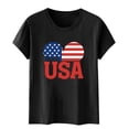 thumbnail image 3 of Htigea Patriotic Shirts for Women Fourth of July Cotton Short Sleeve Top USA Flag Graphic Tees Star Striped 250th Anniversary T-Shirts ZD Black T-Shirts L, 3 of 7