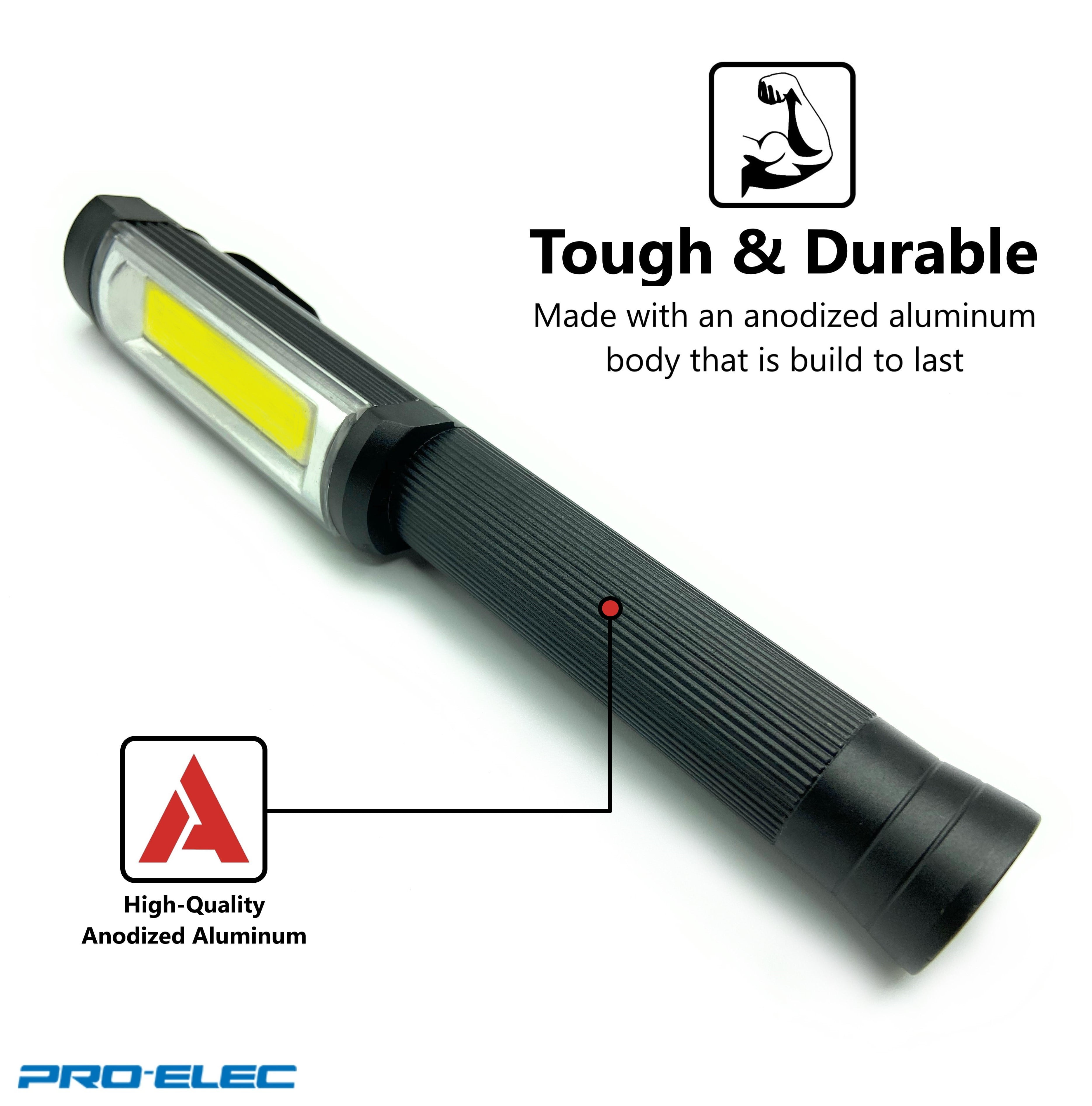 PRO-ELEC COB LED Pocket Work Light, 400 Lumens Magnetic Flashlight with  Aluminum Body, Magnet Base, Steel Clip, Mechanic Car Emergency Inspection  Pen 