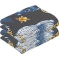 thumbnail image 2 of SKYSONIC Elephant Golden Chain Patterned Hand Towels 2 PCS, Cotton Bath Towel for Drying Face Hands Body ,Absorbent Lightweight Towels for Bathroom Ktichen Travel Gym, 16"x28", 2 of 7