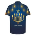 thumbnail image 4 of Wancir Chemises pour Hommes en Solde, Chemise Décontractée Imprimée Hanukkah à Manches Courtes, Boutonnée, Col à Revers, 4 of 5