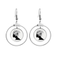 thumbnail image 1 of Mujer Rosa Negro Blanco flor planta Los pendientes cuelgan del aro de la joyería del círculo de la gota Unbranded M, 1 of 3