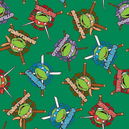 Nickelodeon Teenage Mutant Ninja Turtles Retro, Heroes in a Half Shell Badge, Minky Fleece, Green, 59/60