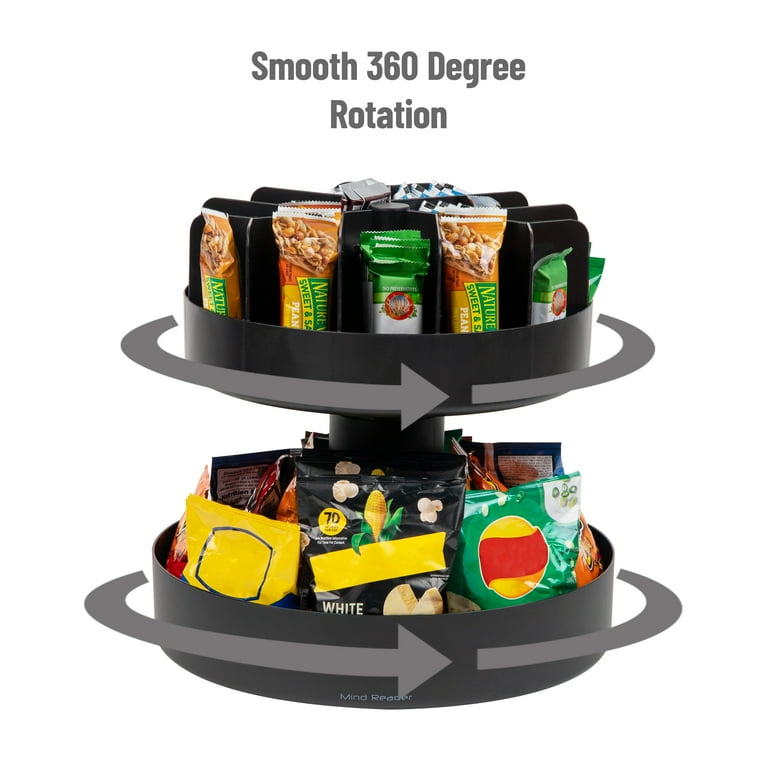 Mind Reader 2-Tier Kitchen Storage Rotating Shelf Holder Snack