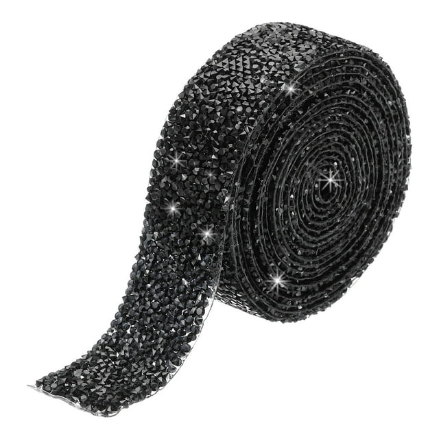 Unique Bargains 1 Roll 3 Yards Self Adhesive Crystal Rhinestone Diamond Ribbon for Crafts Project Black