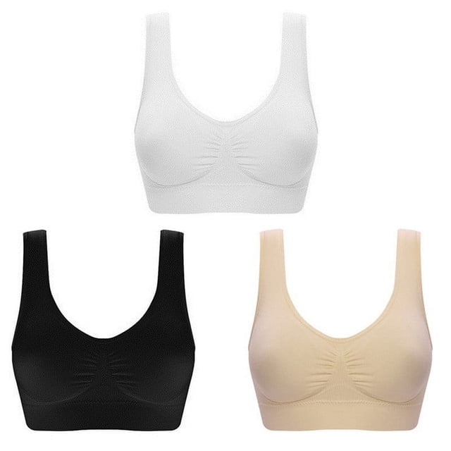 Conjunto de tres piezas de sujetador deportivo de doble capa de talla grande sin aro de acero con almohadilla para el pecho, ropa interior tipo chaleco para mujer