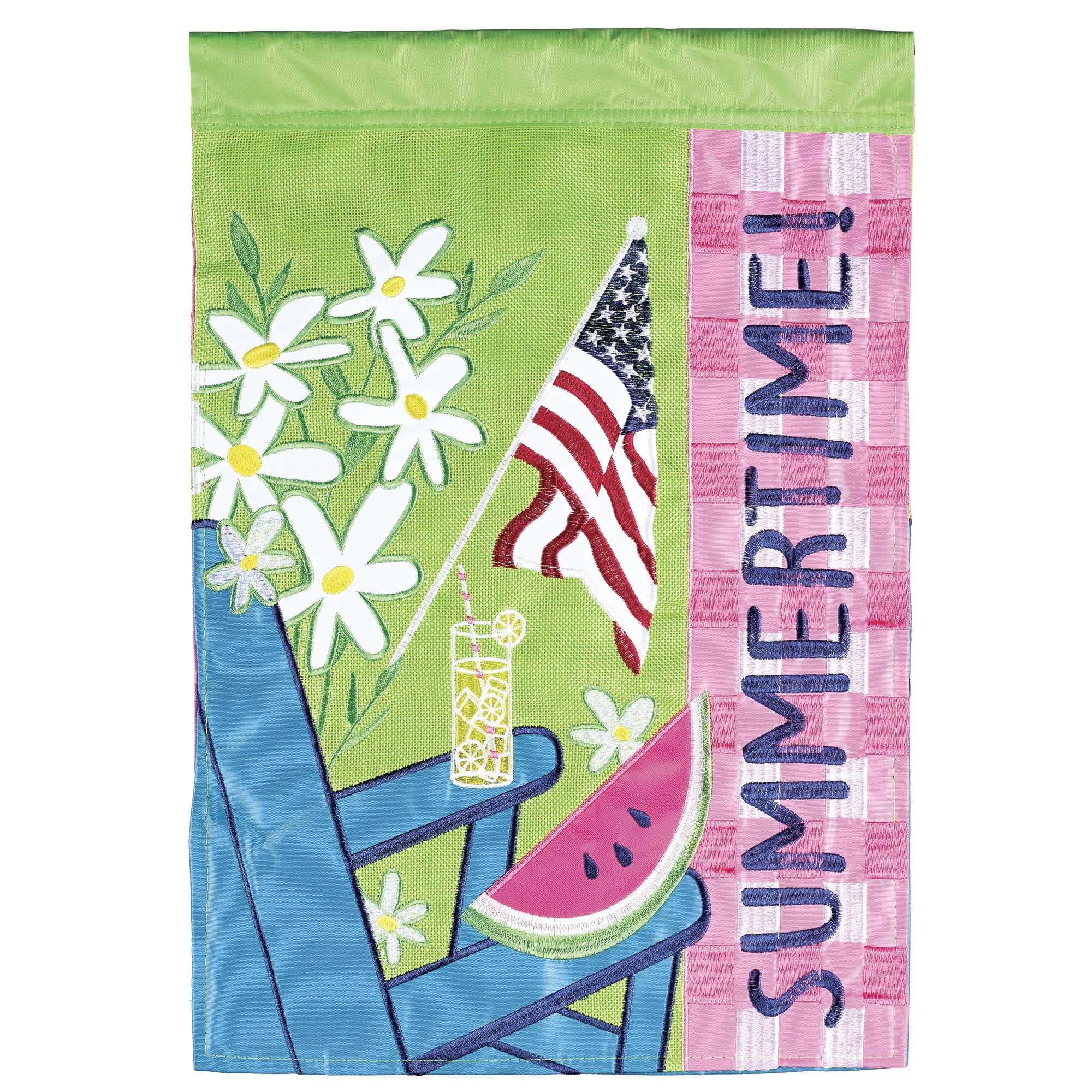 Dicksons Magnolia Garden Summertime Watermelon Lemonade Flowers Pink 18 x 13 Polyester Outdoor Garden Flag