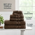 Mainstays Performance Textured Bath Towel 6Piece Set, Brown