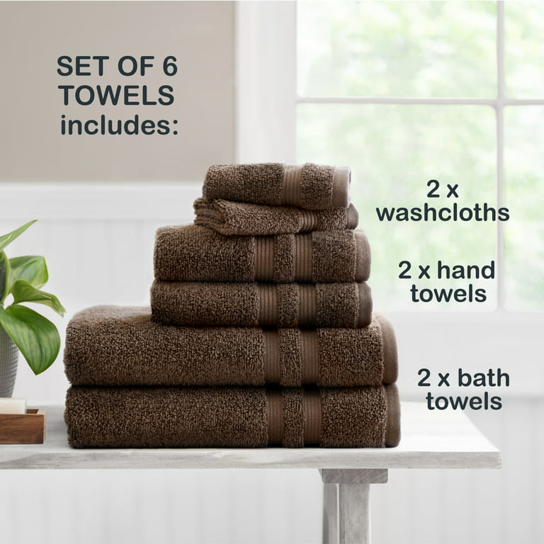 Mainstays Performance Anti-Microbial Solid 6 Piece Towel Set, Coolwater