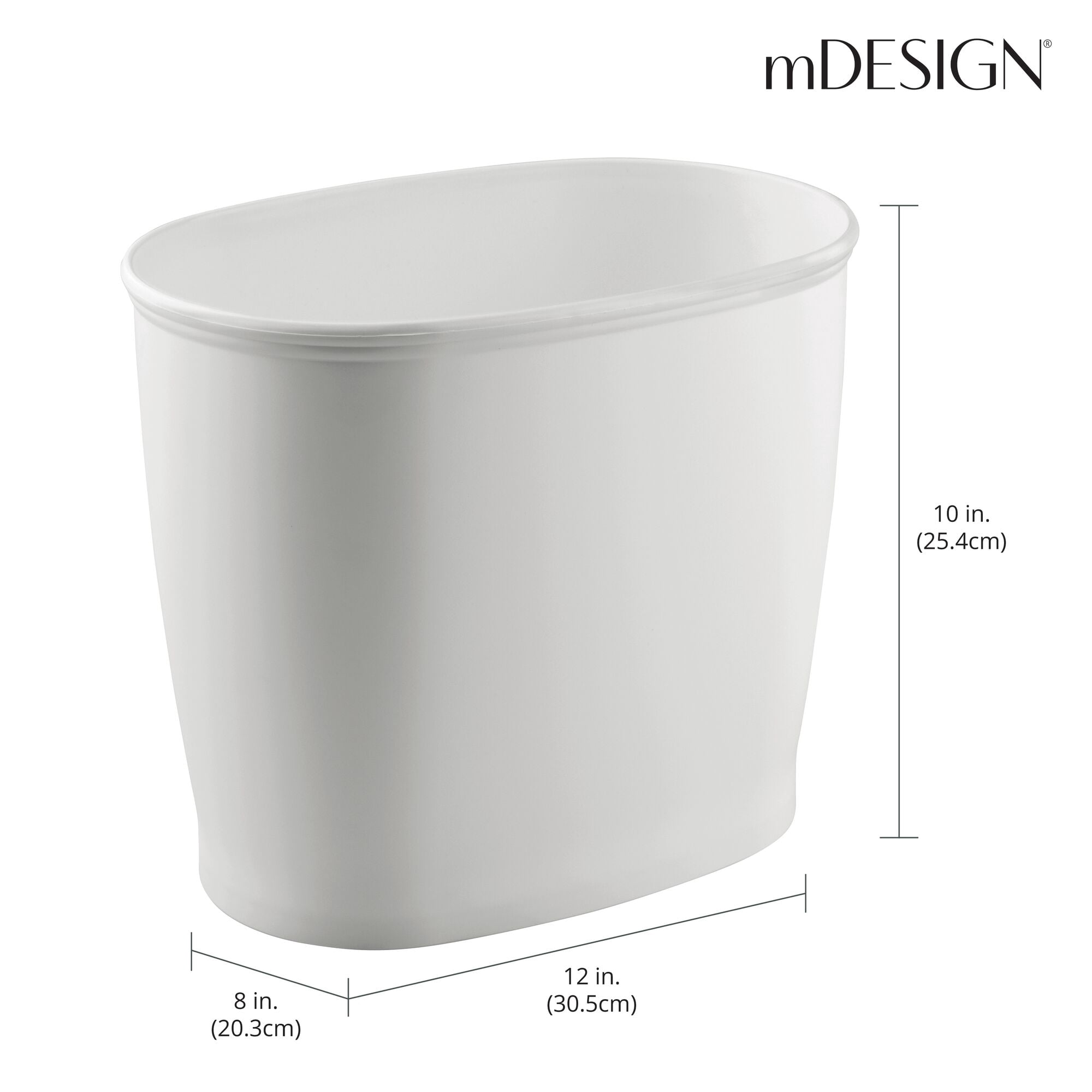 mDesign Slim Plastic 2.25 Gallon Trash Can Garbage Wastebasket Bin, Light Gray