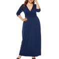 thumbnail image 2 of Qiopertar Robe d'Été Unie à Manches Longues Col en V pour Femmes en Solde à Moins de 5$ en Solde, 2 of 8