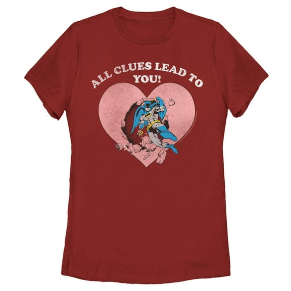 Women's Batman Valentine's Day All the Clues Lead to You  Graphic Tee Red Large