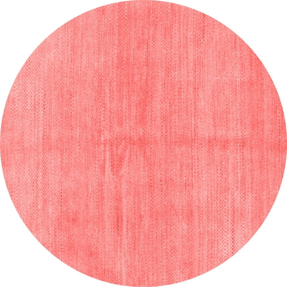 Ahgly Company Machine Washable Indoor Round Abstract Red Modern Area Rugs, 8' Round