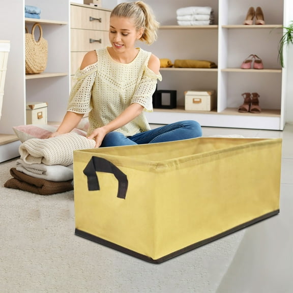 Non Woven Fabric Storage Basket, Foldable Clothes Organizer Bin with Handles, Large Capacity Laundry Basket for Home, Multipurpose Storage Box for Toys Blankets Organization