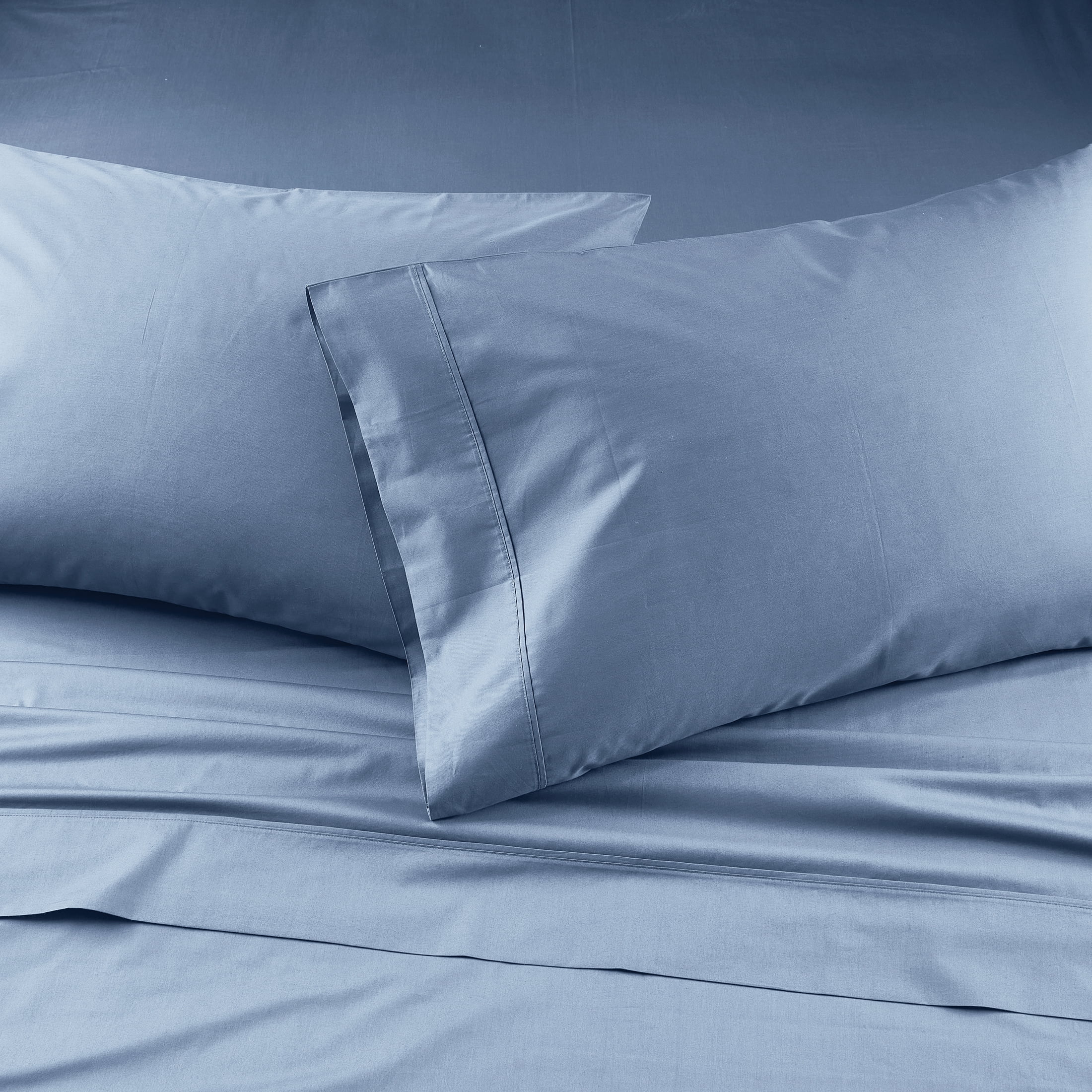 Better Homes & Gardens Cool & Crisp 4-Piece 300 Thread Count Blue Water Cotton Percale Sheet Set, King