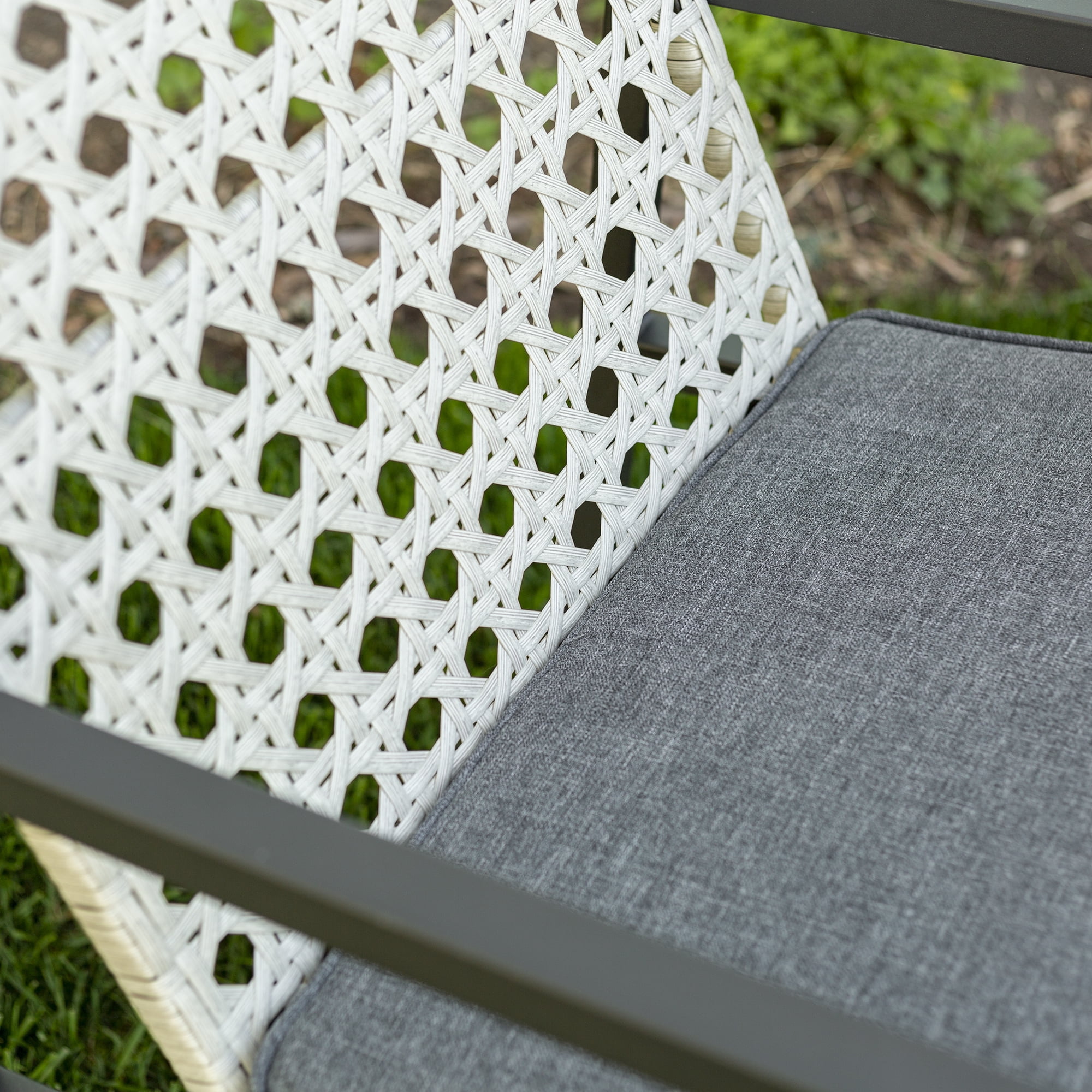 Manor Park Modern Patio Rattan Rocking Chair, Light Grey/Grey