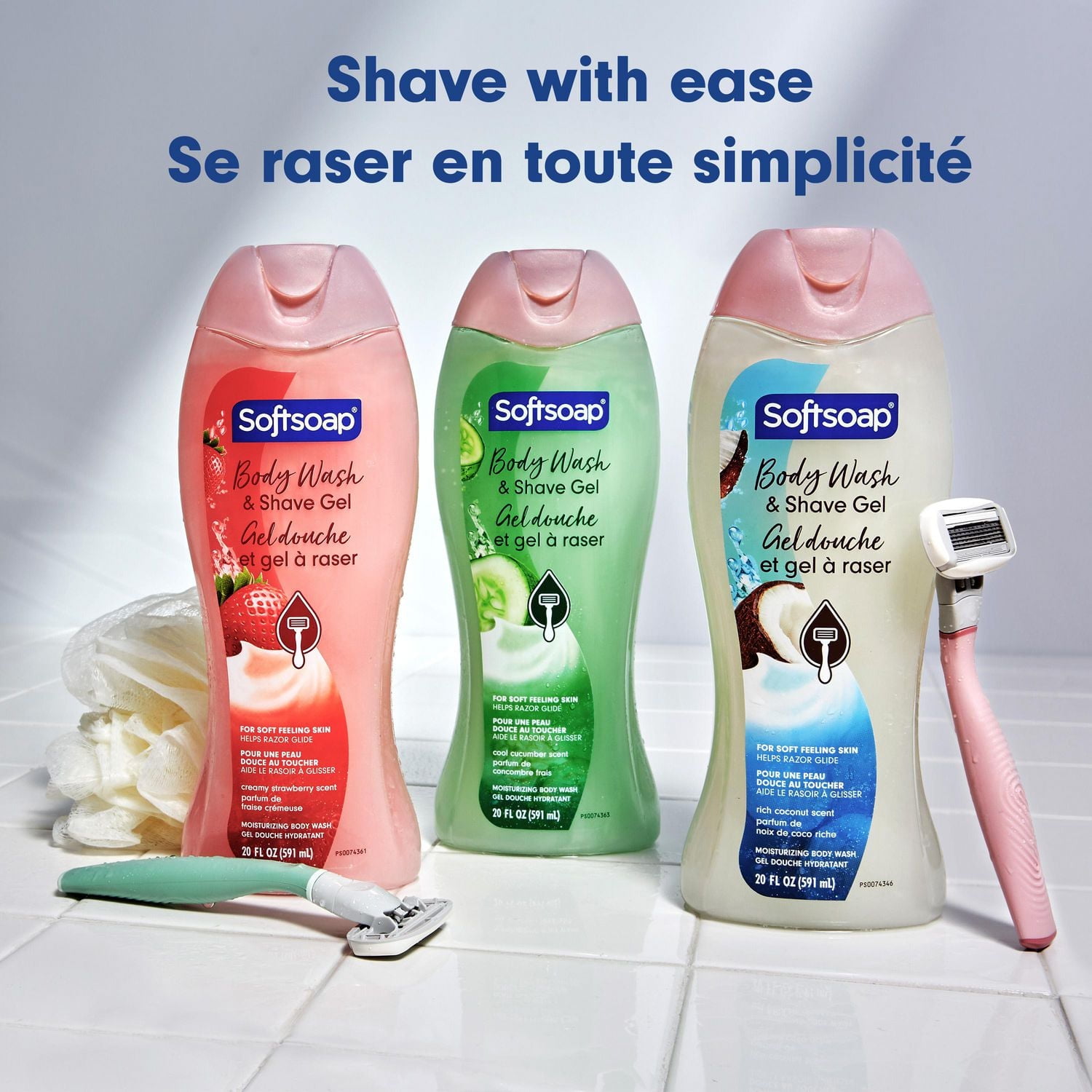 Softsoap Moisturizing Body Wash and Shave Gel, Rich Coconut Scent, 20 fl oz Bottle