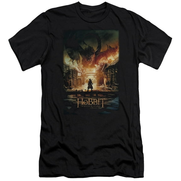 Hobbit Smaug Poster Premium Canvas Adult Slim Fit 30/1 T-Shirt Black