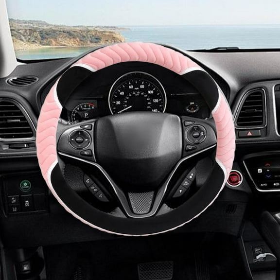 Winter Warm Steering Wheel Cover Soft Short Lint Plush, Non-Slip Grip Handle Protector, Thickened Comfortable Driving Wheel Cover for Women and Men Universal Car Accessories