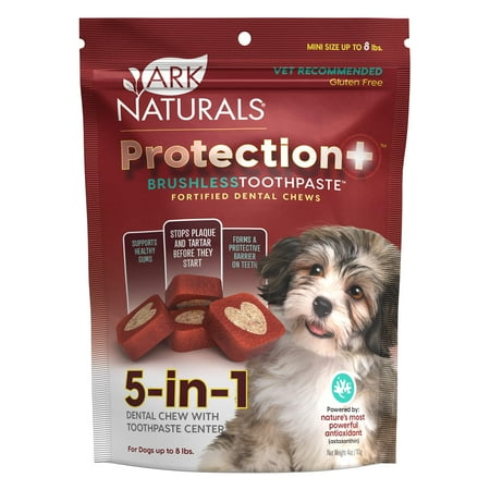 Protection Plus Brushless Toothpaste For Mini Breeds  4 Oz Bag  Dog Dental Chew With Toothpaste Center  Prevents Plaque & Tartar  Freshens Breath