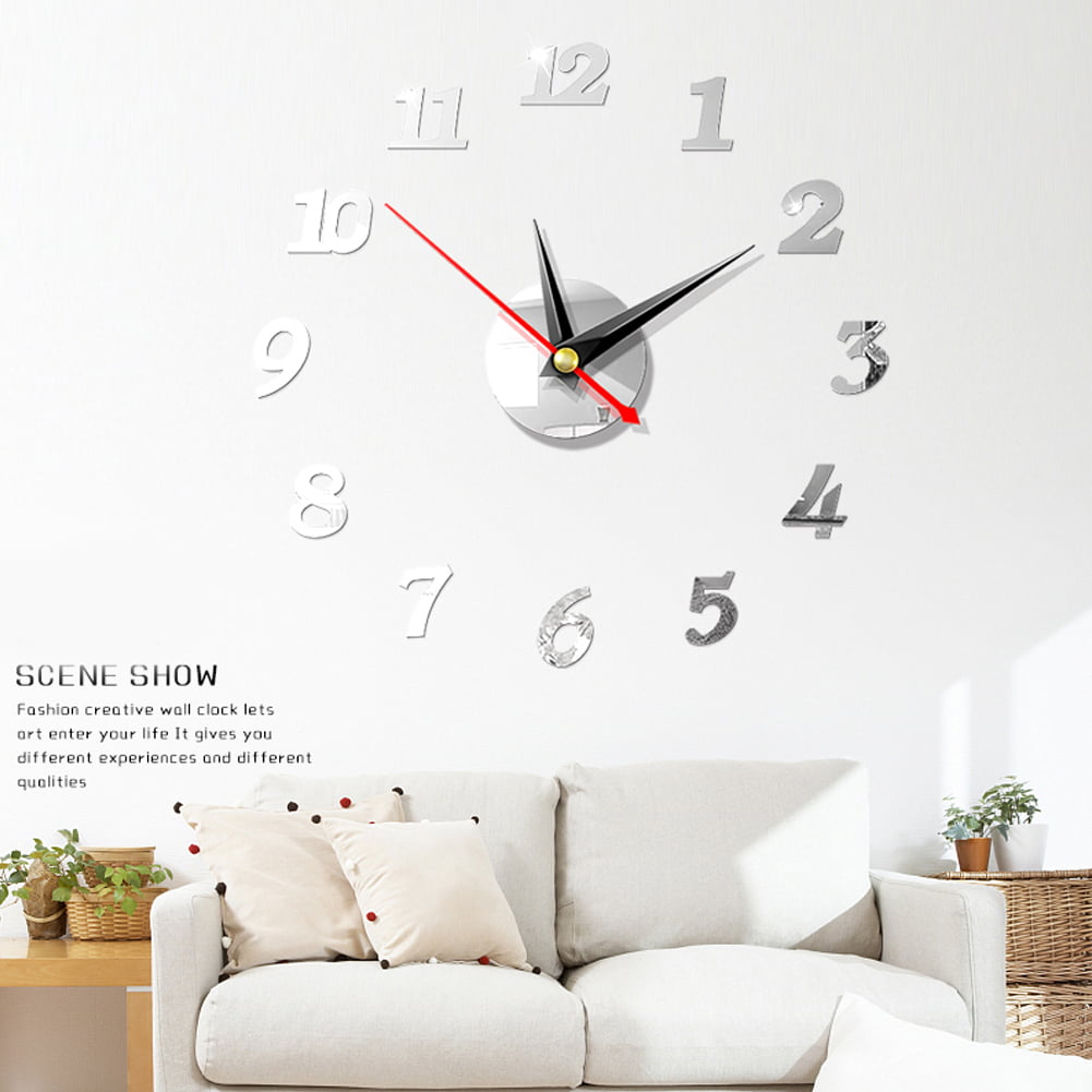Acrylic Mirror DIY Creative Wall Clock For Living Room Bedroom Art Home Decor 