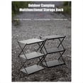 thumbnail image 4 of Outdoor Camping Tabletop Storage Rack Multi-Layer Folding Storage Rack Portable Multi-Function Camping Picnic Table,1 * Storage rack,Black, 4 of 7