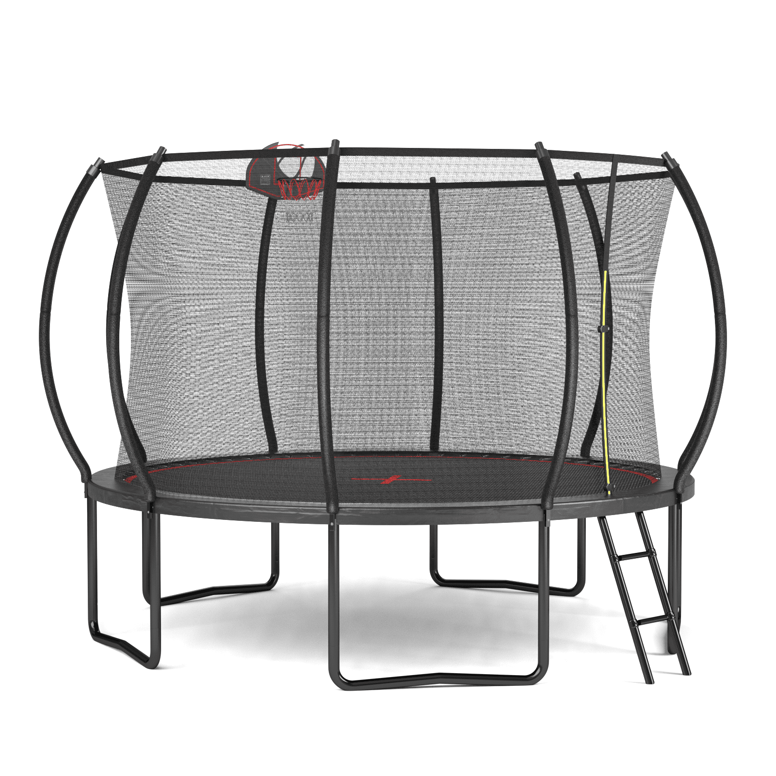 Witaxima YC 12FT Trampoline with Basketball Hoop, Ladder, and Safety Enclosure - Heavy-Duty Steel Frame, Black & Red, 144in Round, ASTM Certified for Kids & Family Outdoor Fun