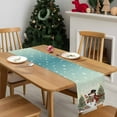 thumbnail image 4 of Snowman Christmas Dresser Scarf Farmhouse, Dining Table Decorations for Wedding/Parties, Teal Xmas Tree Winter Gifts Snowflake Table Runner 72 Inches Long for Kitchen Dining, 18 x 72 In, 4 of 9