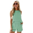 thumbnail image 3 of Women'S Summer 2 Piece Outfits Shorts Sets Matching Set Loungewear with Pockets Green S, 3 of 9