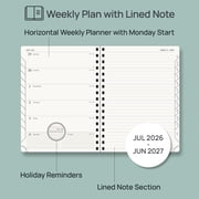 POPRUN Planner 2026-2027, Weekly and Monthly Academic Planner Calendar Notebook, Jul.26-Jun.27, 6.5 x 8.5, Inner Pocket, Monthly Tabs, Spiral Leather Cover - Brown