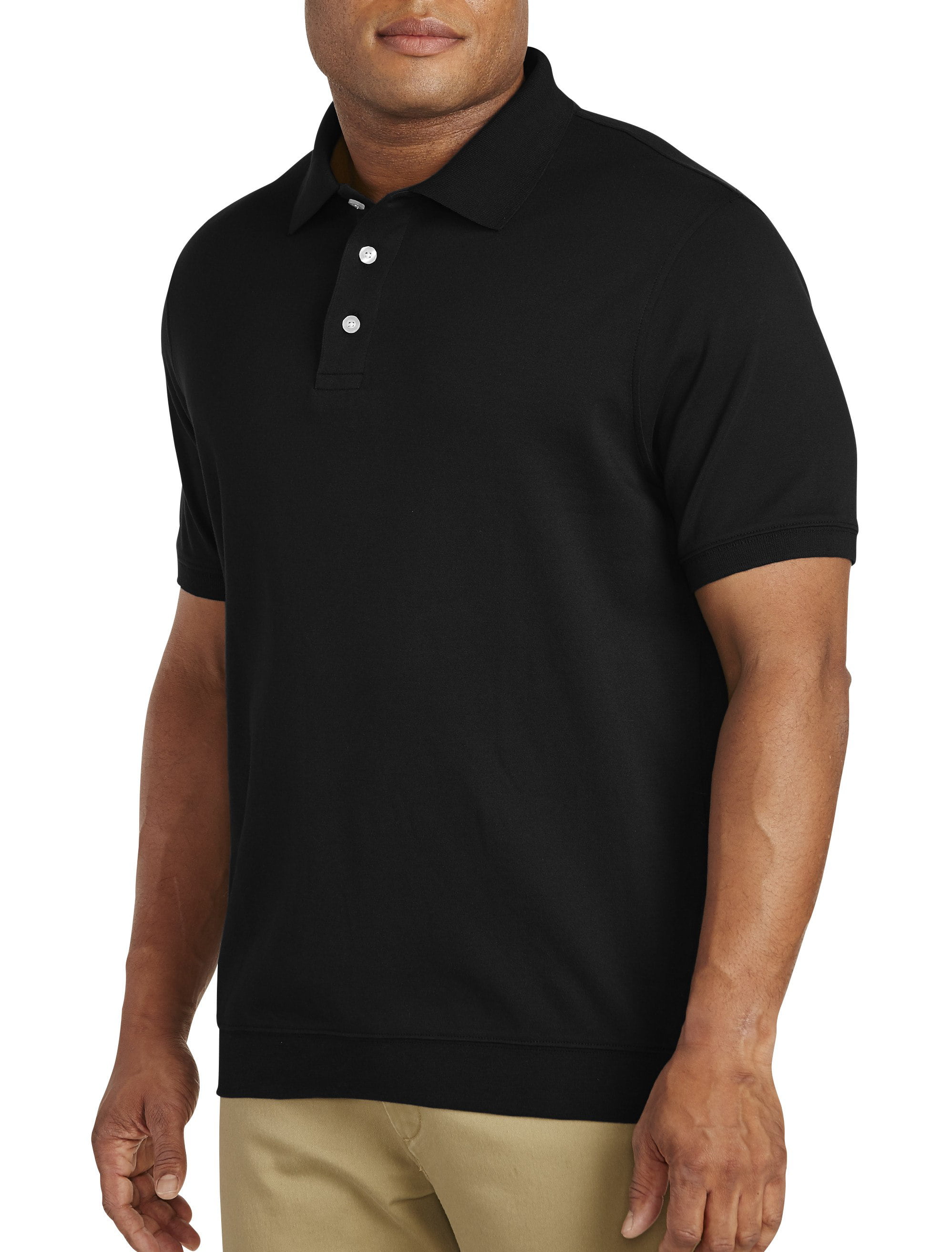 Harbor Bay by DXL Big and Tall Short-Sleeve Moisture-Wicking Polo Shirt with Banded Bottom 