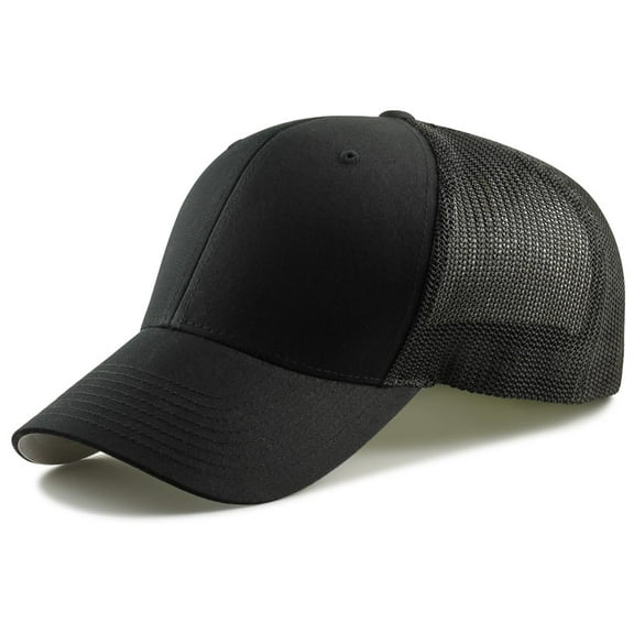 Flexfit Fitted Mesh Big Trucker Hat (Black)