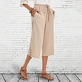 thumbnail image 2 of AINIYS High Waisted Linen Blend Tailored Capris Pants for Women Office Commute Daily Khaki M, 2 of 7