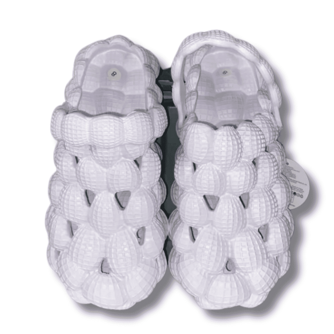2025 Slip-On White, Size 5 Bubble Slides with Strap, Trendy Bubble Shoes with Ankle Strap, Bubble Slippers with Back Strap