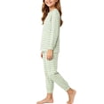 thumbnail image 5 of Mifsaly Two Piece Pajama Set for Girls Boys Plaid Print Long Sleeve Crewneck Pullover Tops and Jogger Pants Kids Lightweight Soft Casual Sleepwear, 5 of 6