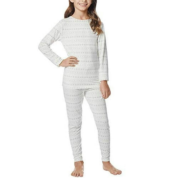 32 Degrees Heat Kids Long Sleeve Crew Neck and Legging Set (Diamond Snow, Large)